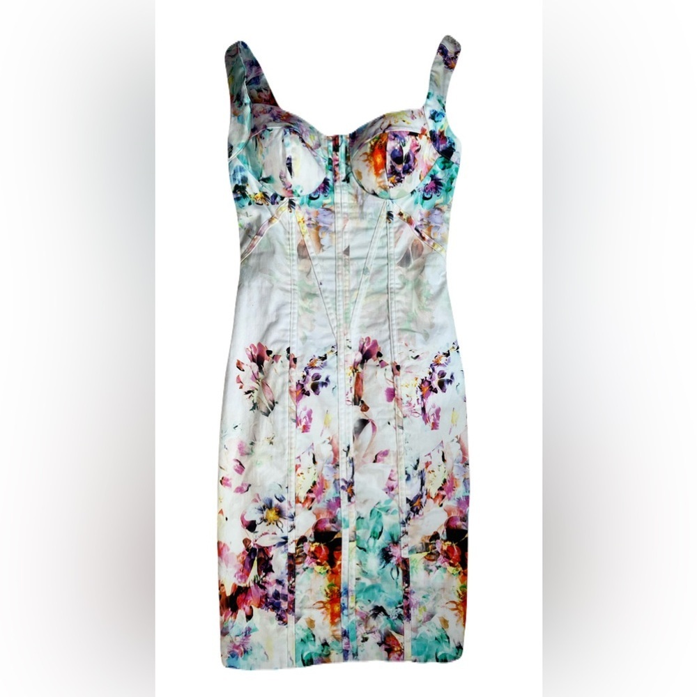 Bebe Floral Dress with Pink and Purple Accents